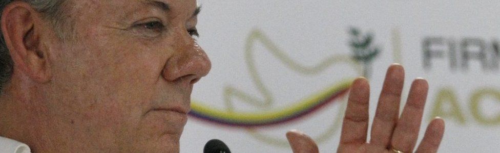 Colombian President Juan Manuel Santos in press conference