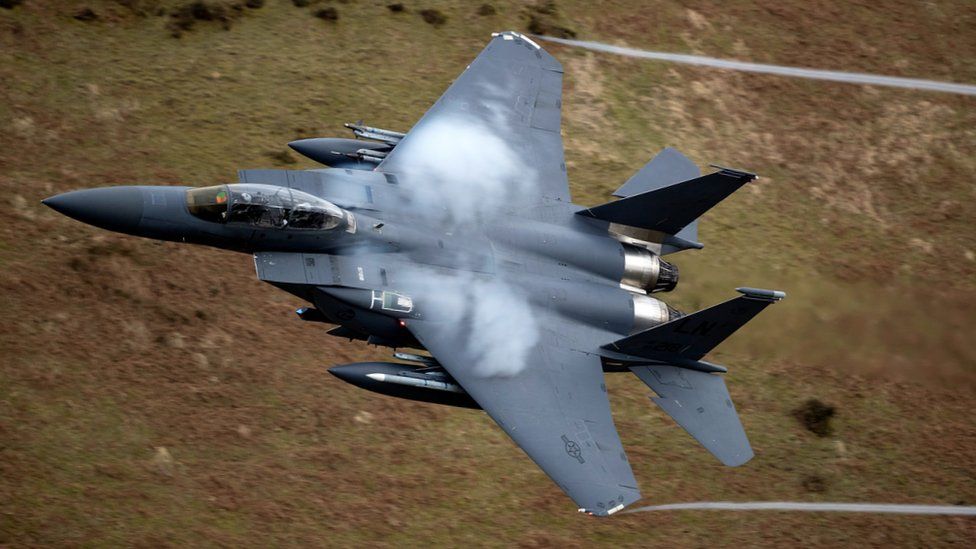 F-15 jet from RAF Lakenheath on manoeuvres