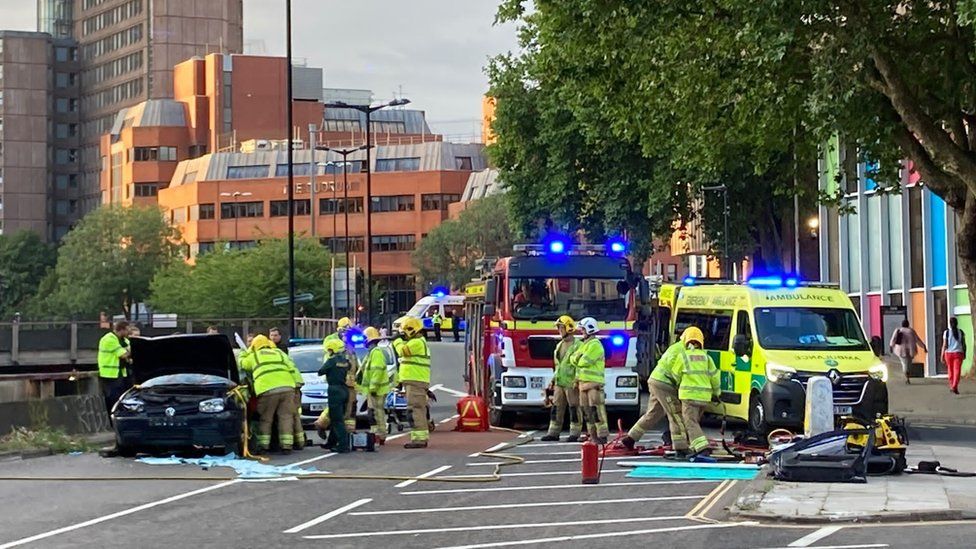 Bristol Driver in hospital after city centre crash BBC News