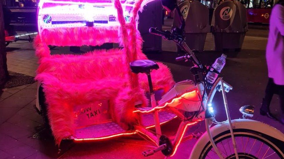 A generic picture of a pedicab operator in London.