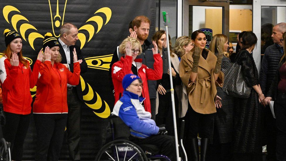 Prince Harry and Meghan at the Invictus Games training camp on Friday
