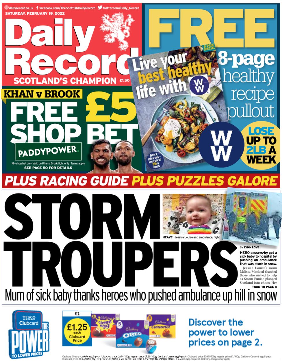 Scotlands papers Missed calls to NHS 24 and fallout from Storm Eunice