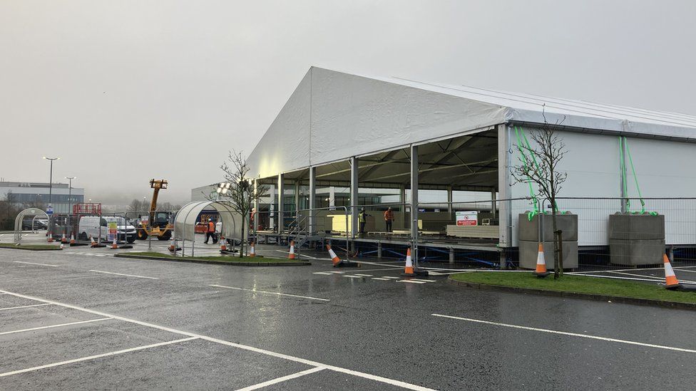 Temporary ASDA store being built in the car park