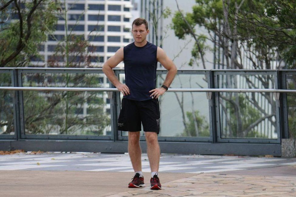 Jeff Horn training on a rooftop in Brisbane
