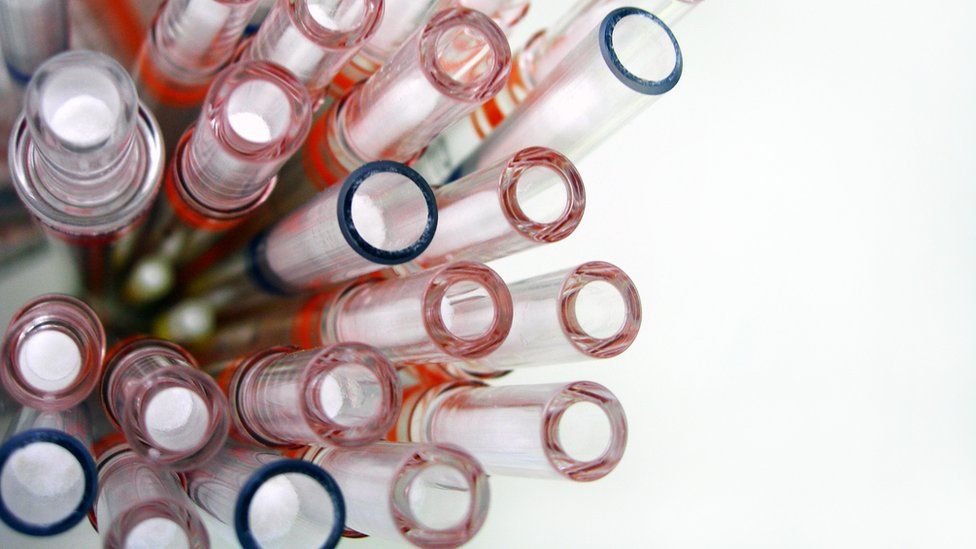 Pipettes containing blood for testing