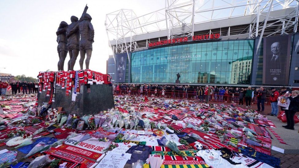 Tributes to Sir Bobby Charlton ahead of the Premier League match at Old Trafford on Sunday