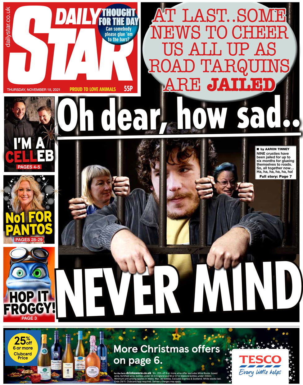Front page of the Daily Star