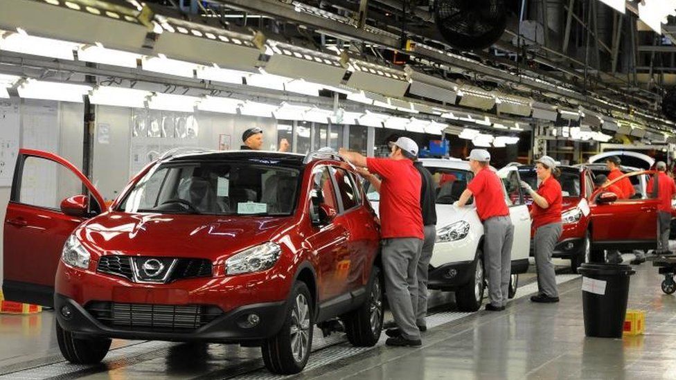 The production line at the Nissan car plant in Sunderland