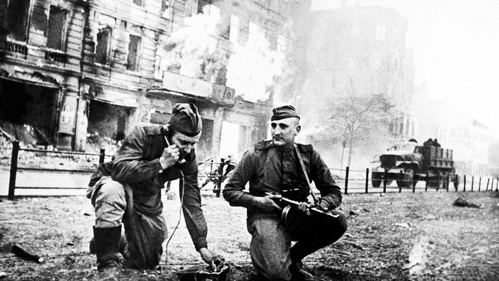 Soviet soldiers on the streets of Berlin 1945