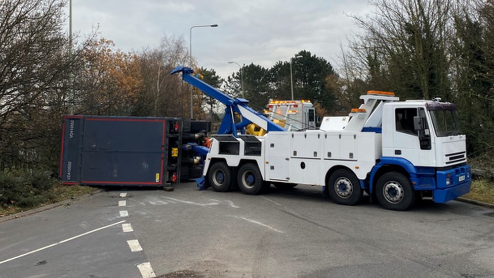 Lichfield Driver seriously hurt after lorry overturns on A38