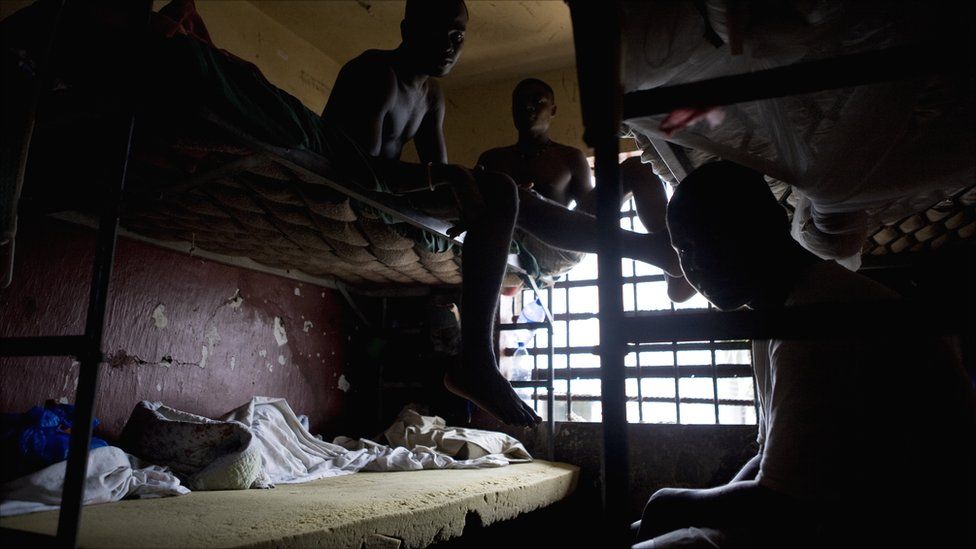 Prisoners on bunk beds in Liberia's Monrovia Central Prison - 2011