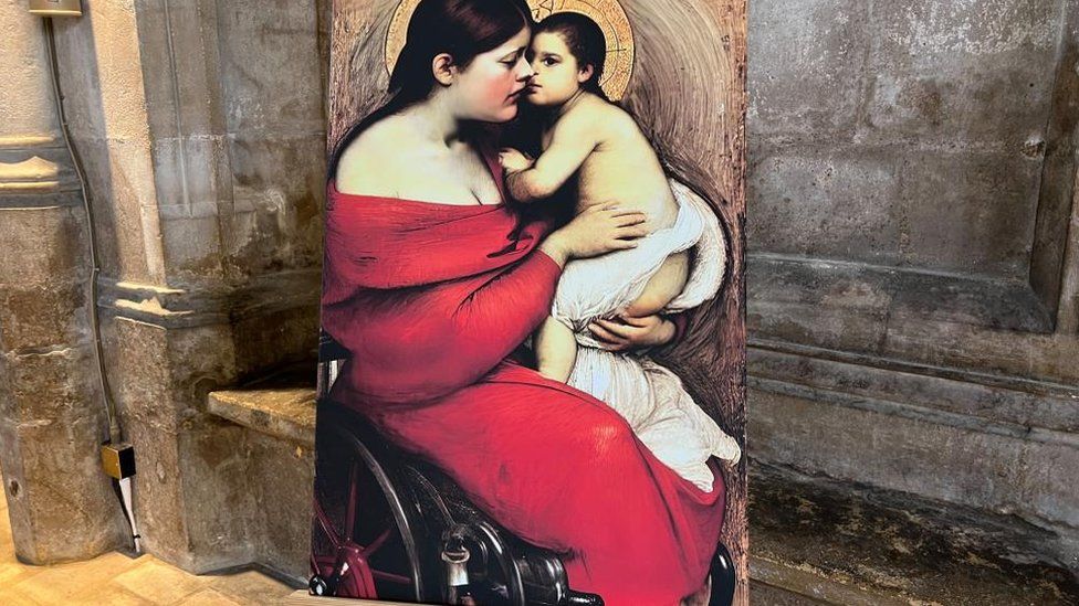 Picture depicting a disabled Virgin Mary and child