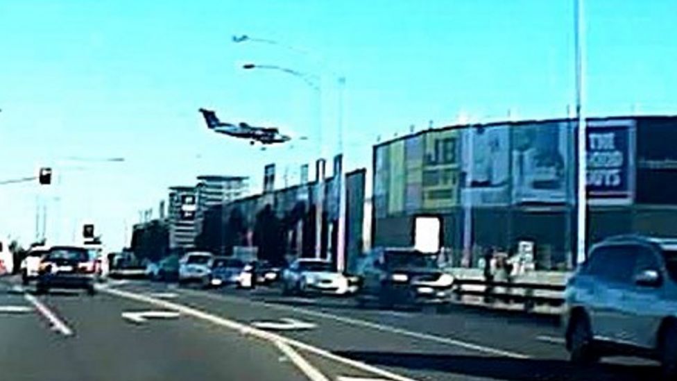 The plane immediately before crashing into a Melbourne shopping centre