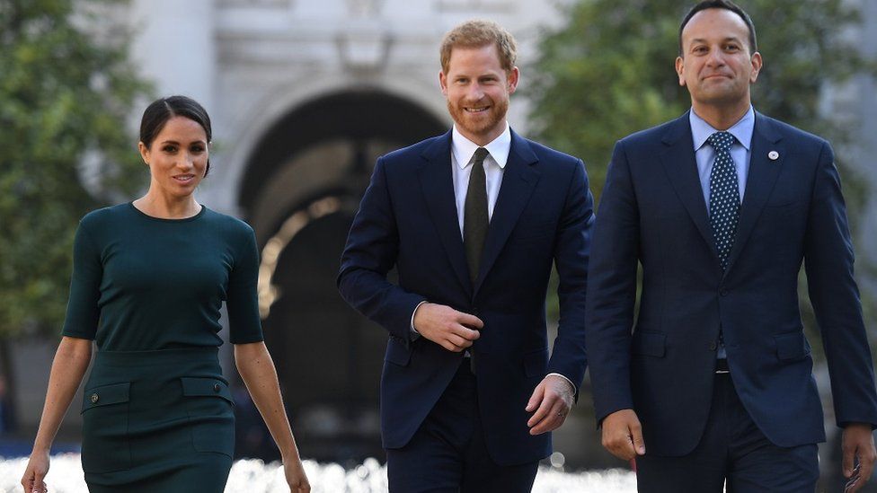 The Duke and Duchess of Sussex meet Irish Prime Minister Leo Varadkar at Government Buildings in Dublin