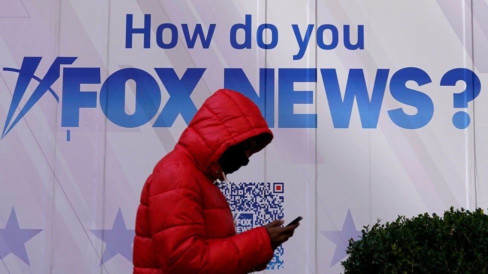 Man at Fox News headquarters in New York.