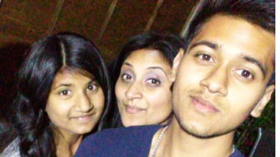 Saroj Patel with her son Sadil and daughter Sapna