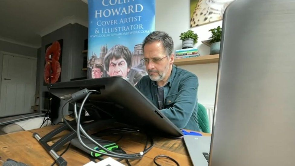 Colin Howard working on a drawing