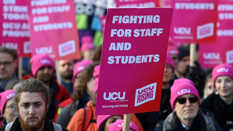 UCU members on strike