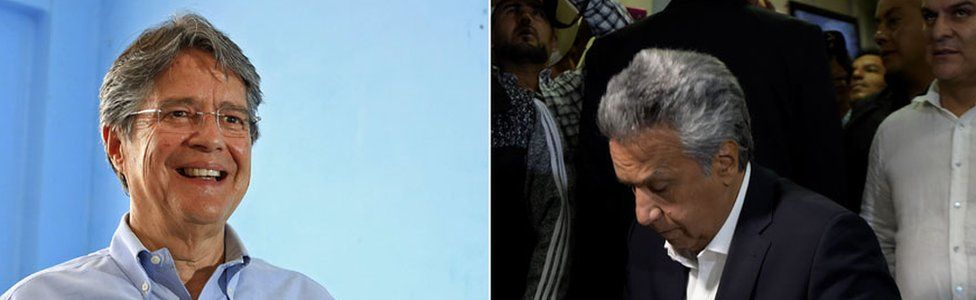 Guillermo Lasso (L) and Lenin Moreno (R) casting their votes