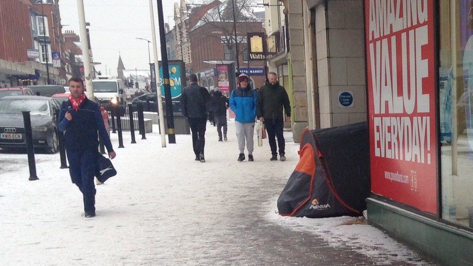 Tent of homeless people in Abington Street