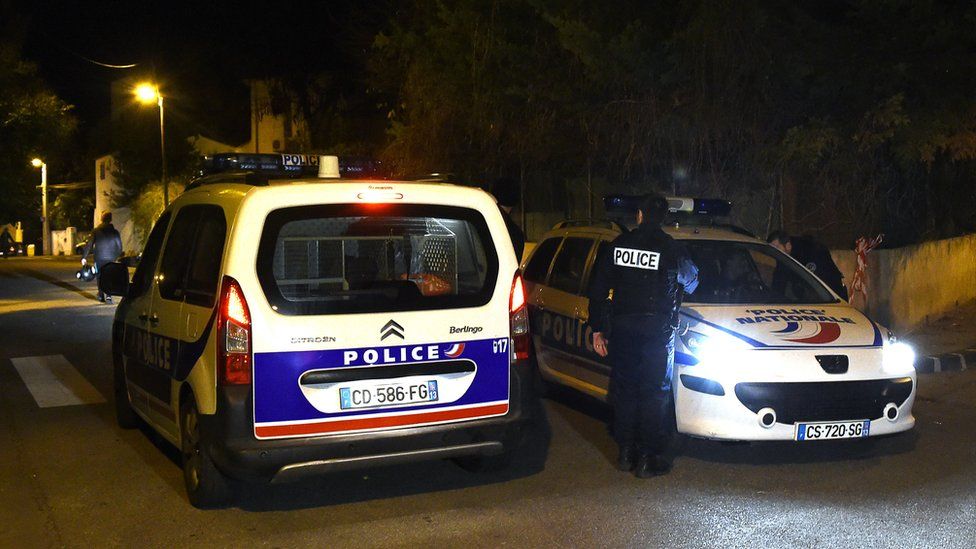 Police at scene of stabbing in French city of Marseille. 18 Nov 2015