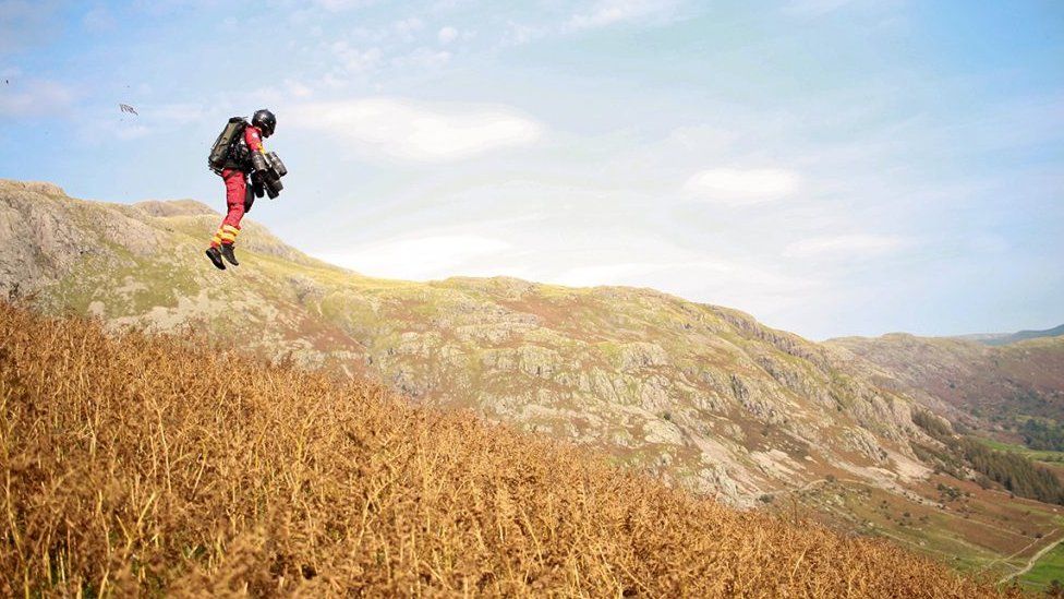 Jet suit training in the Lake District