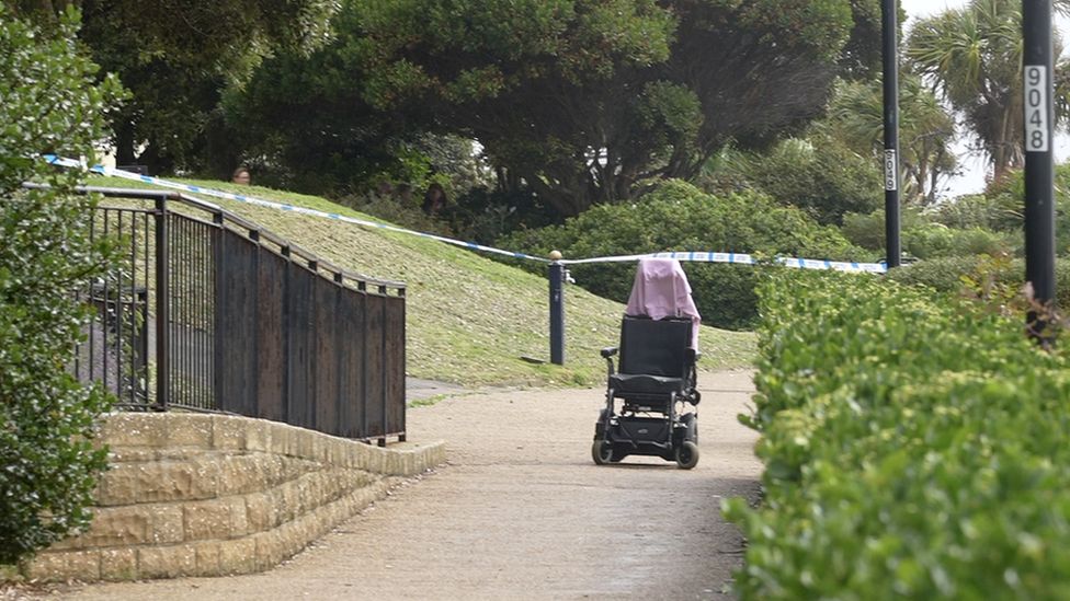 A mobility scooter found on the seafront, believed to belong to Louise Billingham