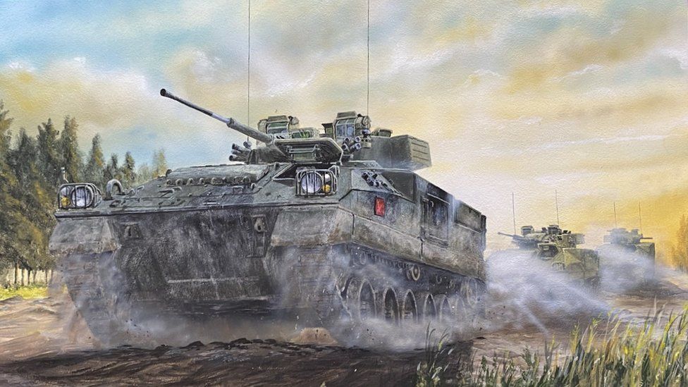 A painting of a tank