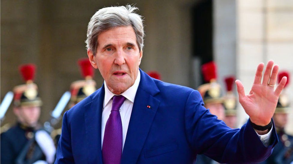 U.S/ Special Presidential Envoy for Climate John Kerry arrives for an official dinner at the Presidential Elysee Palace, on the sidelines of the New Global Financial Pact Summit in Paris, France on June 22, 2023.