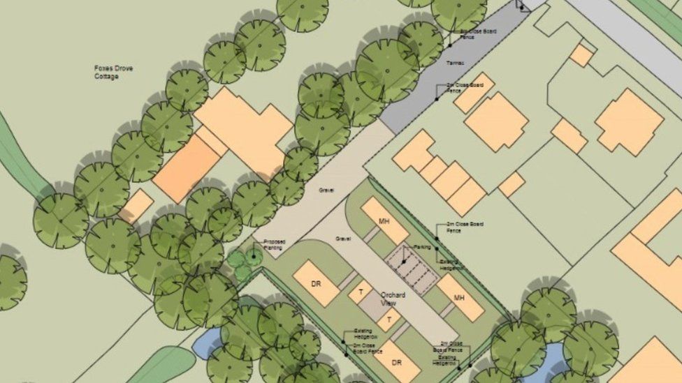 Plans showing the expansion of traveller pitches in Standerwick