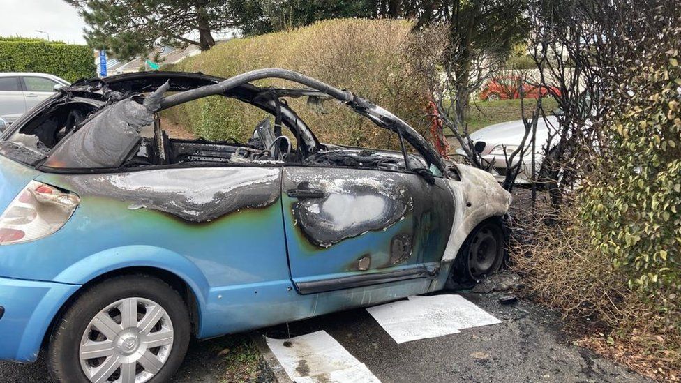 Jersey car fire at Les Quennevais sports centre - BBC News