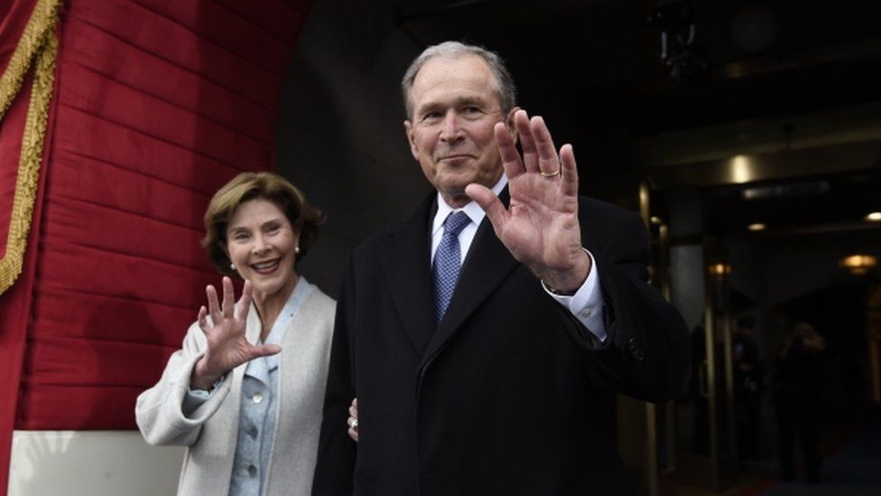 George W Bush and his wife at the Trump inauguration