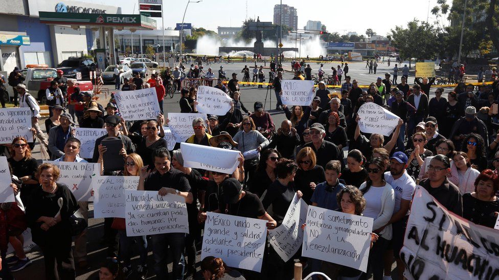 Protesters demonstrate against fuel shortages in Mexico