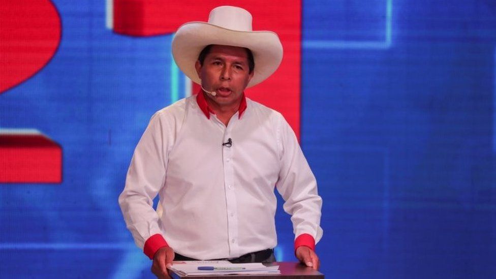 Педро Кастильо из партии Перу Либре участвует в дебатах о кандидатах в президенты в Лиме, ​​Перу, 30 марта 2021 г.