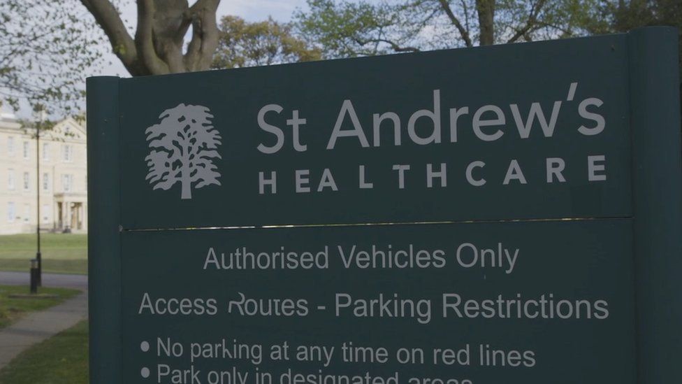 St Andrew's Healthcare sign at entrance to hospital site