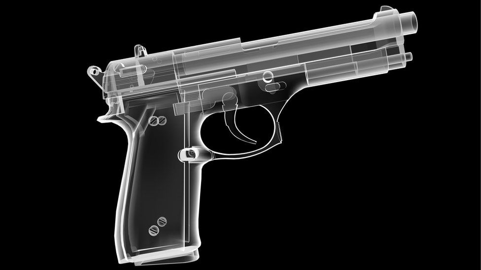 X-ray image of a handgun