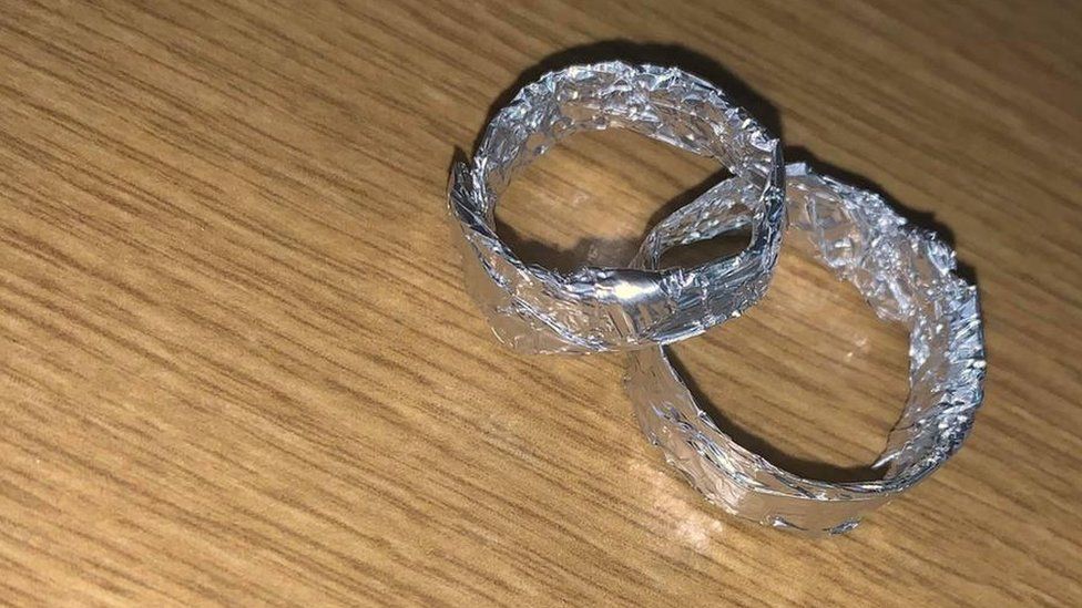 Foil wedding rings