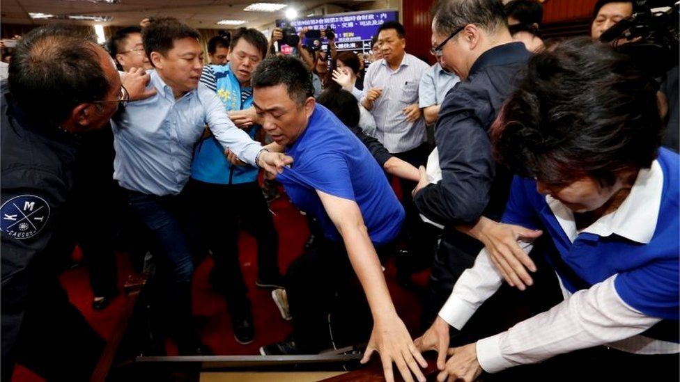 Scuffles in the Taiwan parliament