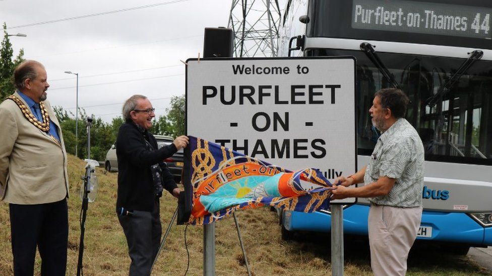 The new Purfleet-on-Thames sign