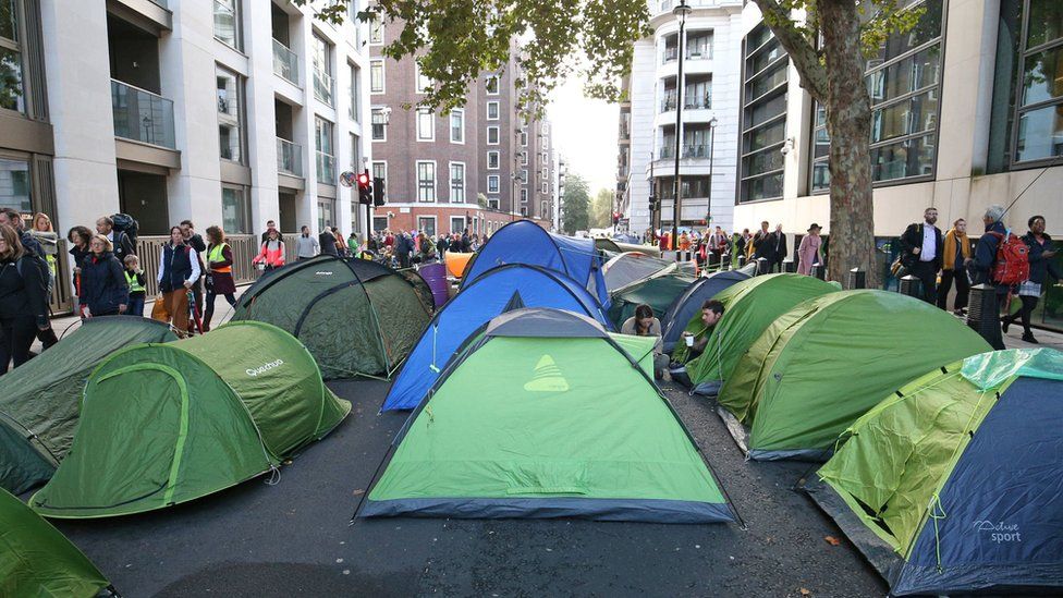 Tents in Horseferry Road