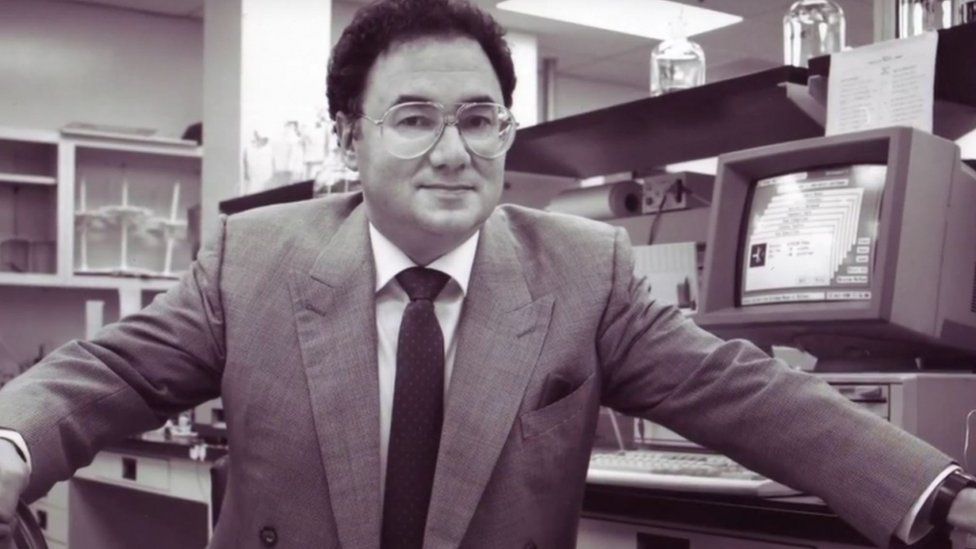 Barry Sherman earlier in his career posing as part of pharmaceutical promotional video