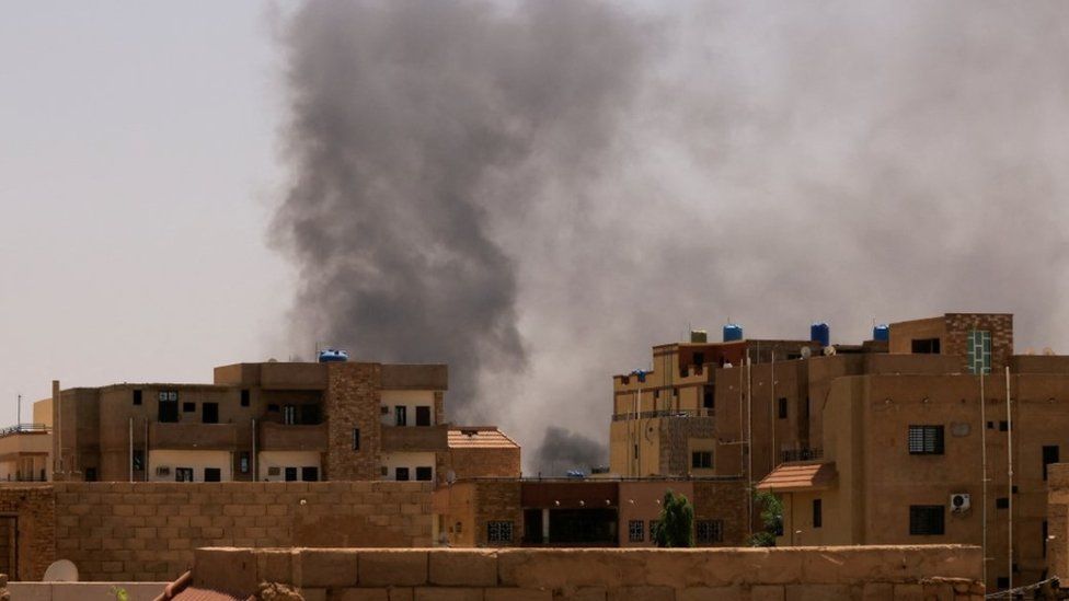 Smoke is seen rise from buildings during clashes between the paramilitary Rapid Support Forces and the army in Khartoum