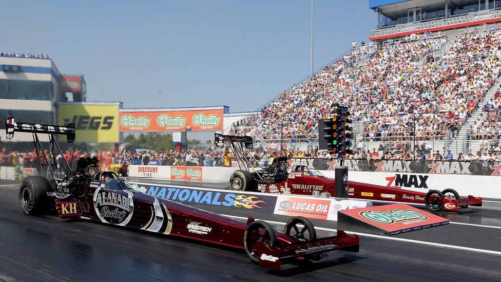 An adult dragster race in North Carolina in the US