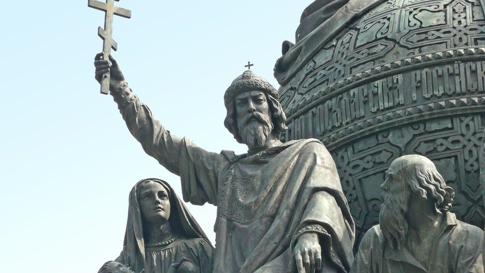 Vladimir of Kiev on the Monument "Millennium of Russia" in Veliky Novgorod