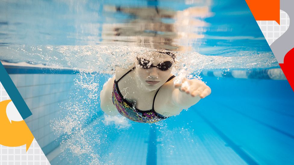 swimming lesson - stock photo