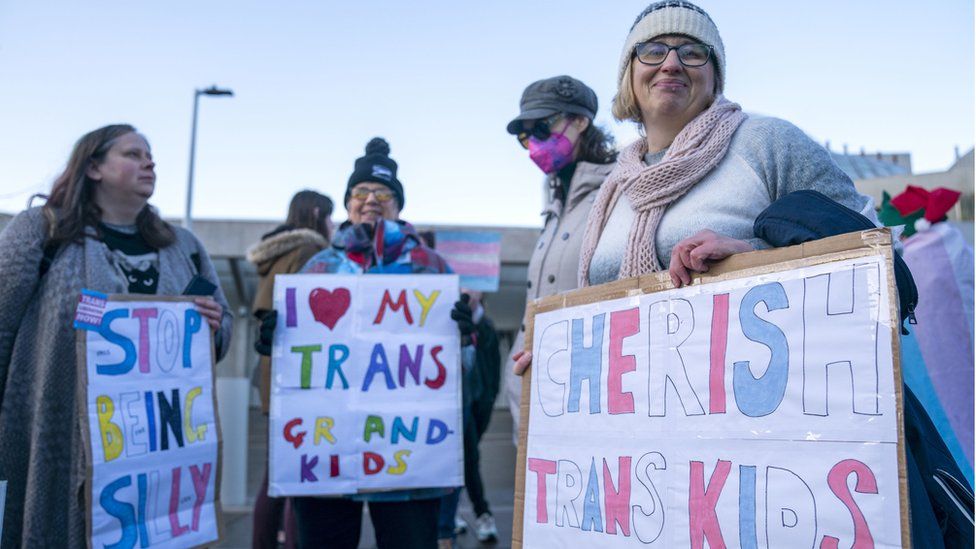 pro-trans protestors