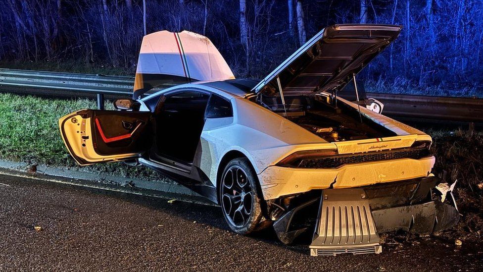 Arrests after Lamborghini Huracan wrecked in crash near Chesterfield ...