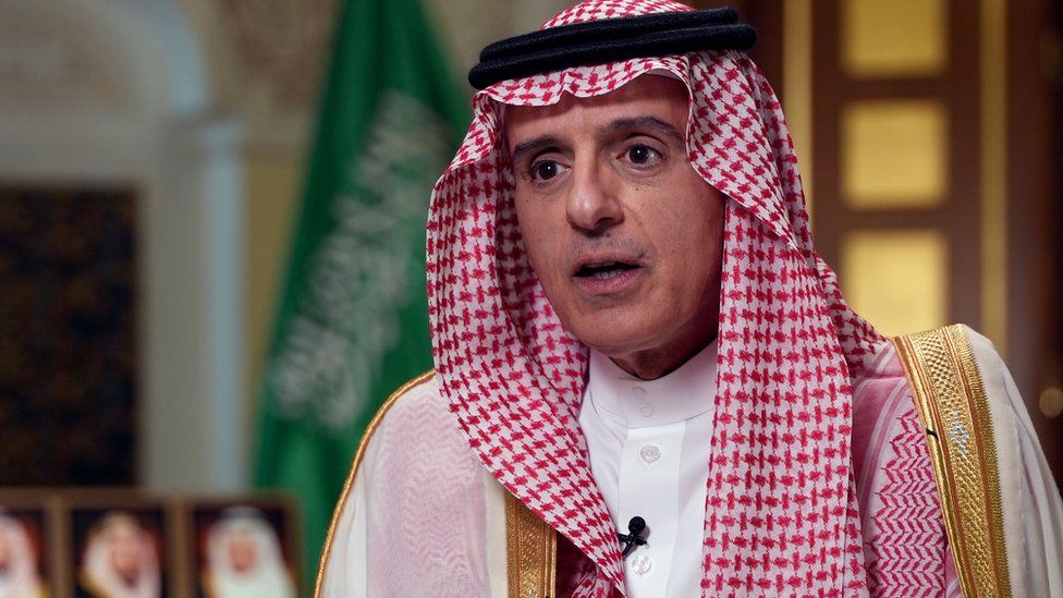 Saudi Arabia's Minister of State for Foreign Affairs Adel bin Ahmed al-Jubeir speaks to the BBC in Jeddah