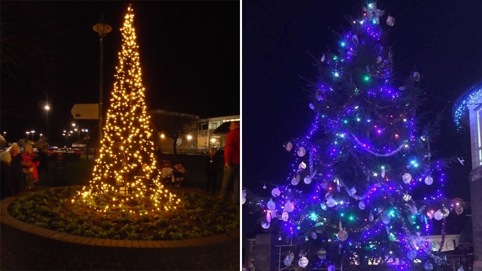 The trees in Connah's Quay (left) and Caerphilly (right)