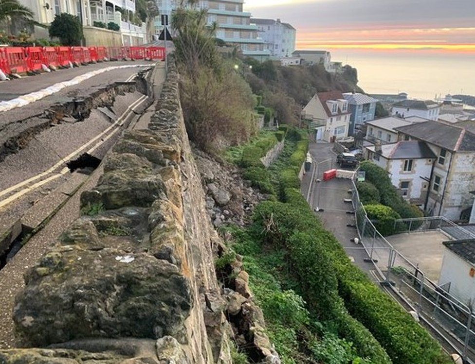 Ventnor coastal wall in danger of further collapse, council says BBC News